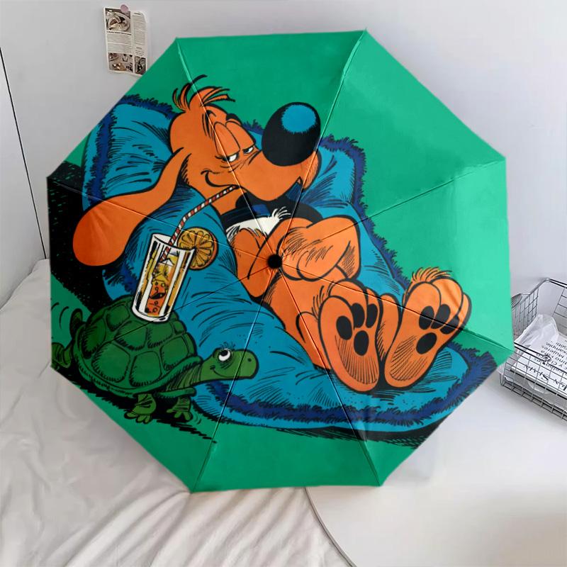 Bole and Bill Pattern, Automatic Folding Umbrella, Portable and Foldable Design, 8 Ribs, a Christmas or Birthday Gift.