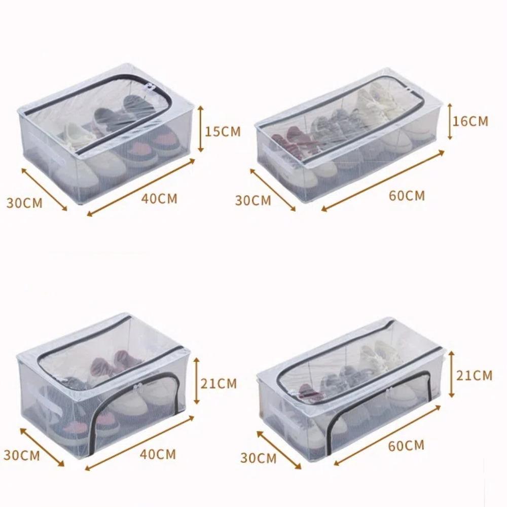 New Foldable Shoe Storage Box Under the Bed Dustproof Shoe Basket Steel Frame Large Capacity Shoe Box Home
