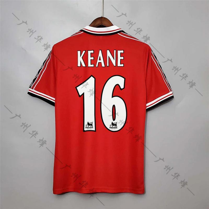 Vintage jersey 9899 Man L home Beckham Cantona Rooney Giggs 0809C Ronaldo football jersey print S