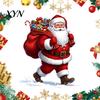Xmas Gift for Family Christmas Wall Stickers, Cartoon Santa Claus Carrying Bag Decal, Peel And Stick Waterproof Party Ornaments Full of Gifts