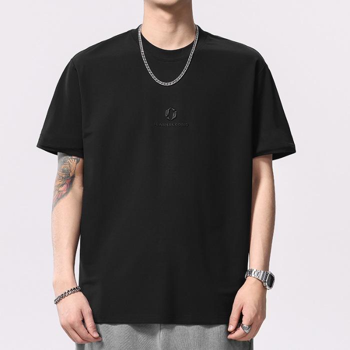 

Latest Mulberry Silk Laiser Blended Short-sleeved T-shirt for Men In Summer Ice Silk Cool T-shirt for Men 4XL