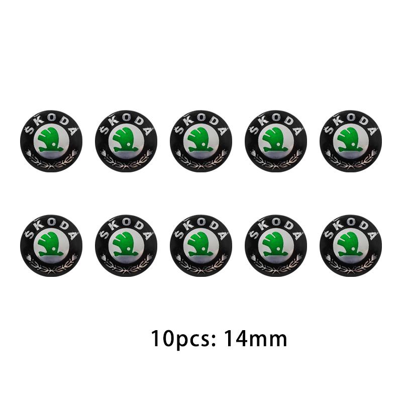 AAAAM1 14mm Car Remote Key Sticker Aluminum Emblem Decal For Skoda Octavia Kodiaq Fabia Superb Rapid Kamiq Karoq Derivati Yeti Enyaq A7