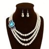 Fashion Style Fashion Exaggerated Handmade Imitation Pearl Rhinestone Flower Multi-Layer Necklace Bride Photo Studio Wedding Photography Accessories