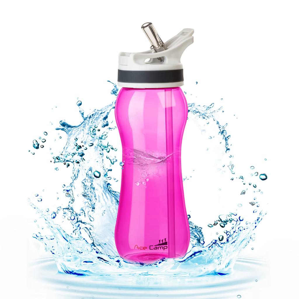 AceCamp Straw Bottle American Tritan Material BPA Free Sports Water Bottle Red Women's 600ml,