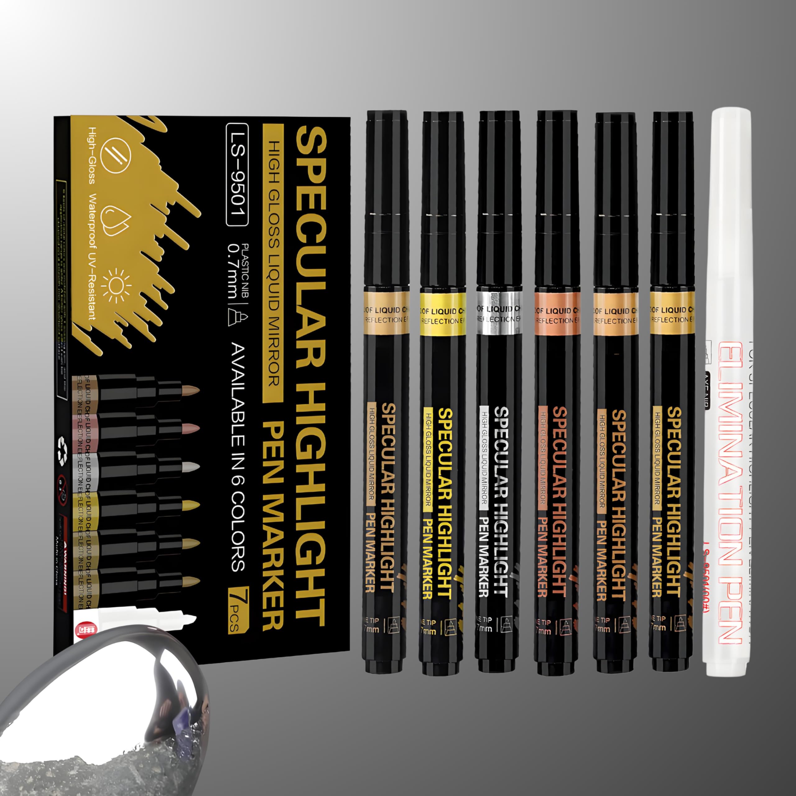 

Highlight Mirror Chrome Plating Metal Plating Marker Plating Gundam Includes Erasable Reflective Perfect for DIY Gundam Model and Airplane Plastic