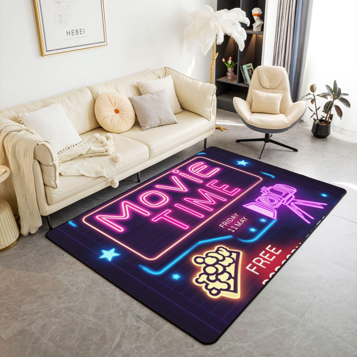 

Highland Cow Area Rug 3x5, Sunflower Cow Print Rug for Adult Women, Bull Cattle with Grey Fur Washable Carpet, Wildlife Farmhouse Cow Living 160cm x 200cm