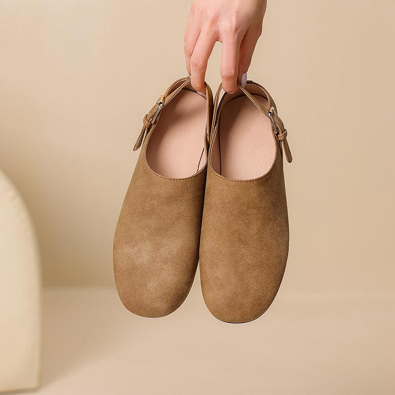Krazing Pot Cow Suede Nubuck Summer Size 46 Size 45 Leisure Shoes Women Round Toe European Design Flats