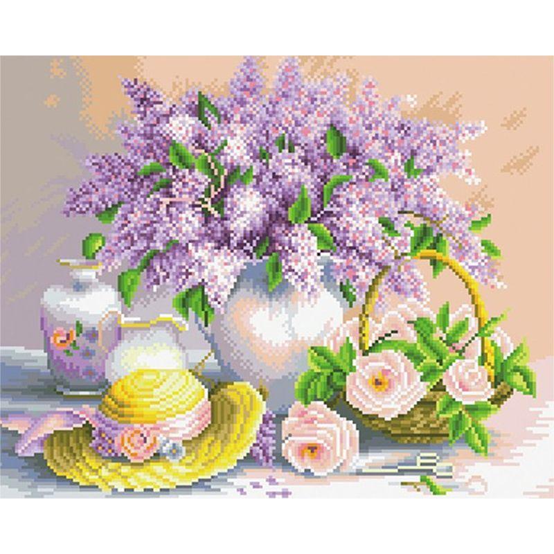 Diamond Painting Flowers Full Drill Round Diamond Embroidery Purple Lavender Picture Of Rhinestones Home Decor