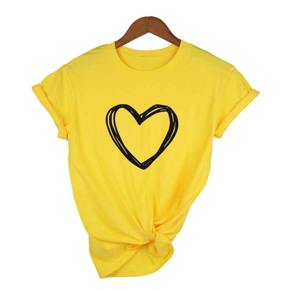 Heart Print Graphic T Shirt Women Short Sleeve Round Neck Harajuku Tshirt Female Aesthetic Tees Tops
