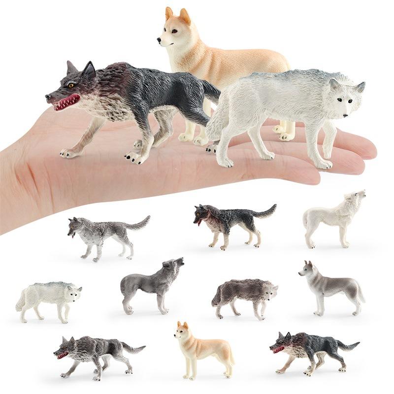 Simulation Of Forest Animals 10 Wolf Models Black Wolf Brown Wolf Gray Wolf White Wolf Female Wolf Husky Ornament Toy