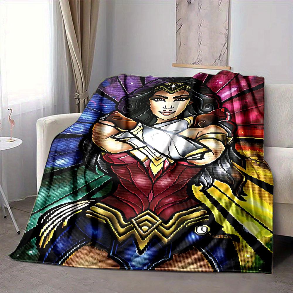 1ks deka Wonder Woman Polyesterové vlákno, Celoroční pohodlí na pohovku, postel, do kanceláře, auta, na kempování, Ideální domácí dekorace a dárek, Pohodlí v kanceláři