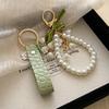 Portachiavi Orchidea Campanula Fresco ed Elegante per Donna Verde Dolce Perla Sintetica Pelle Resina Lega Portachiavi Accessorio Gioiello Regali