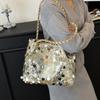 Yogodlns New Shiny Sequins Women's Shoulder Shopping Bag Glitter Handbag Large Capacity Clutch Purse Fashion Party Accessory for Ladies