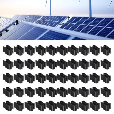 100pcs Photovoltaic Cable Clamp Solar Panel Wire Black Clips Trailer Wiring Frame Clamps Pv Module Management Plastic