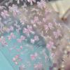 Shiny Red Bowknot Bow Tie Silk Ribbon Butterfly 5D Nail Art Sticker Pearl Rhinestones Self Adhesive Decoration Manicure Decal