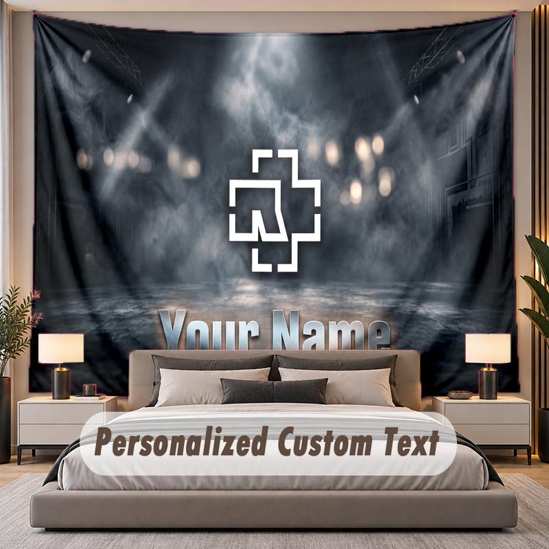Custom Name Text Tapestry Rammstein Personalized Polyester Wall Tapestry For Bedroom And Room