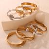 European & American Light Luxury Titanium Steel Gold-Plated Open Design Bracelets with Rhinestone Inlay for Women