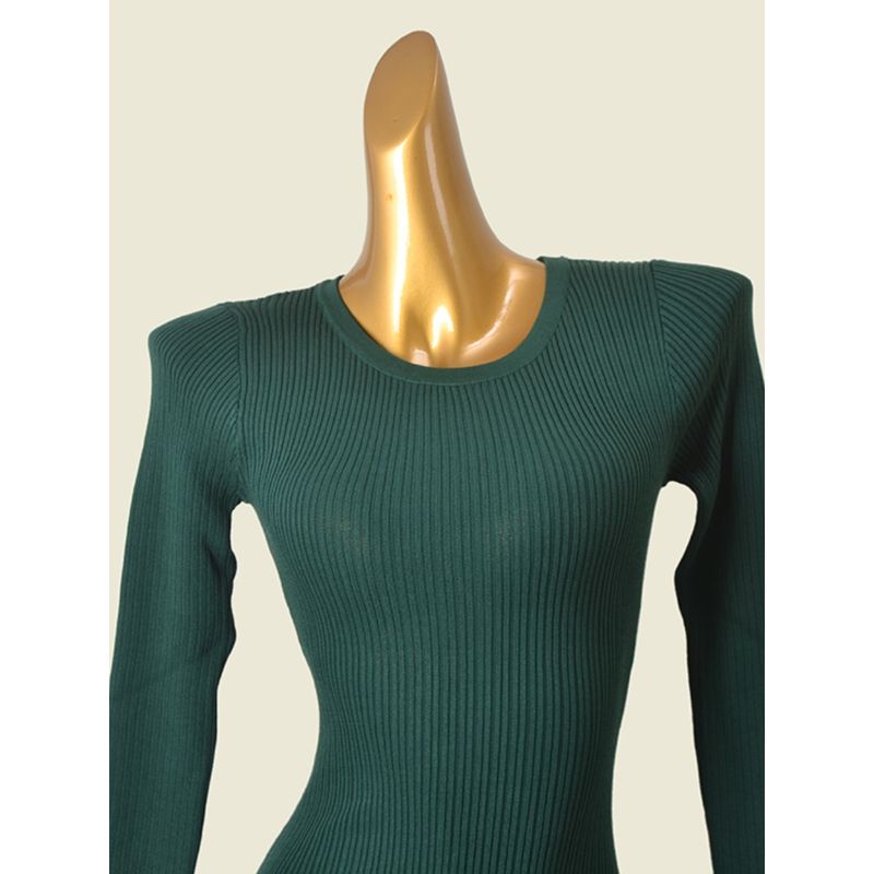 Fashion Sexy Knitting Long Sleeves T-shirt Triangle Jumpsuit Spring Sexy Inner Match Slimming T-Shaped Bottoming Shirt for Women