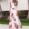 European & American Summer Print Casual Long Dress with Belt 2023