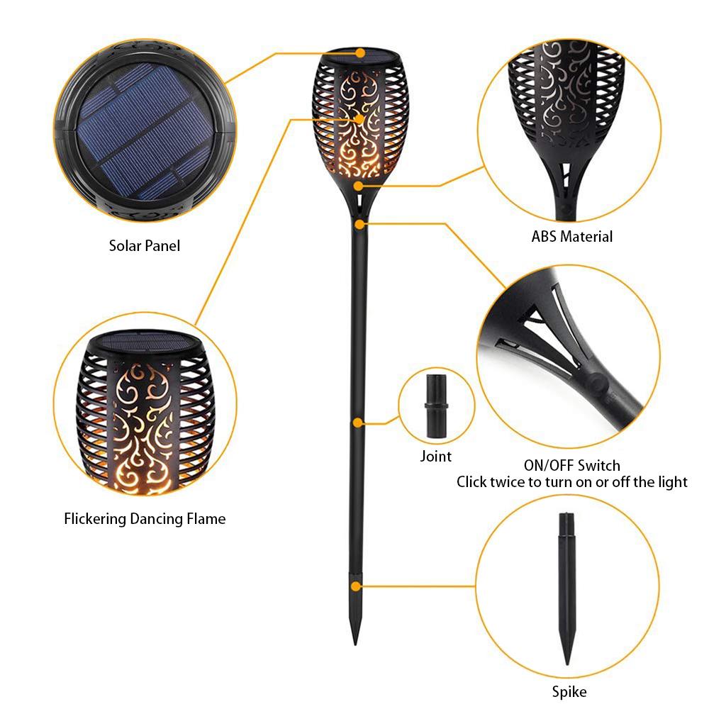 1 Pack Solar Torch Light Outdoor 33LED Solar Flickering Flame Lamp Landscape IP65 Waterproof
