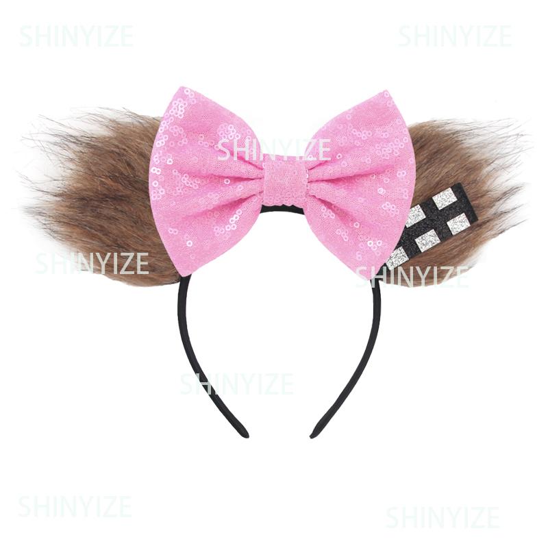 Fashion New Brown Beauty And Beast Mouse Ears Headband 5" Headwear Boys Girls Festival Party Hair Accessories Women Gift