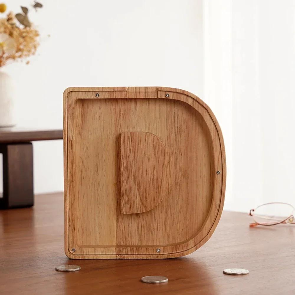 Wooden 26-letter English Letter Piggy Bank In Stock Children's Small Toy Storage Box Transparent Acrylic Piggy Bank Home Decor