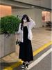 Plus Size Black Sun Protection Shirt & Slimming Camisole Dress