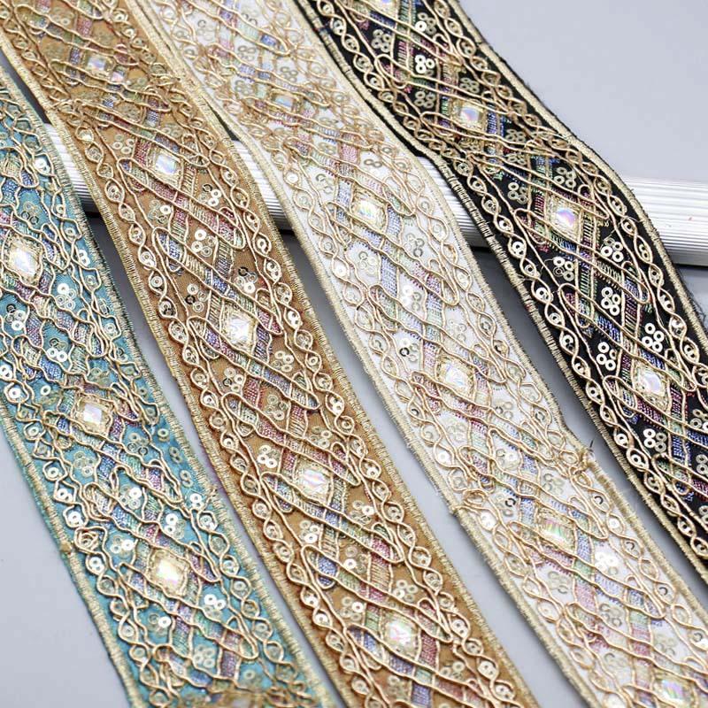 

1 Yards Блестки Кружева Отделка Цветочная лента DIY Швейный материал для украшения платья