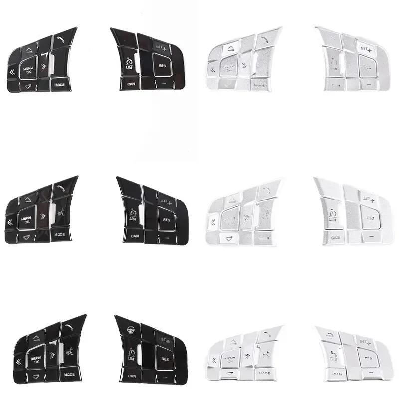 ToMong For Jaguar XE XF F-PACE E-PACE F-TYPE Aluminum Alloy Black Car Steering Wheel Button Cover Trim Sticker Car Accessories U4