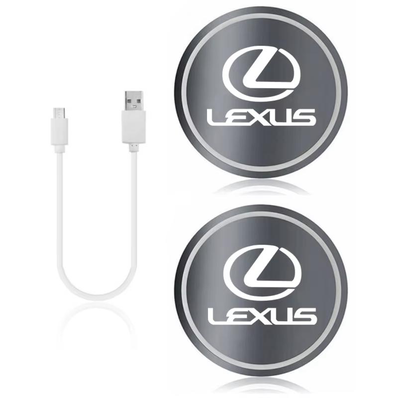 For Lexus ISASfor Lexus Emblem ES300 IS300 IS350 ES250 ES350 IS250 CT200H GS350 NX200 LED Car Cup Holder Illuminated Water Coaster Accessories
