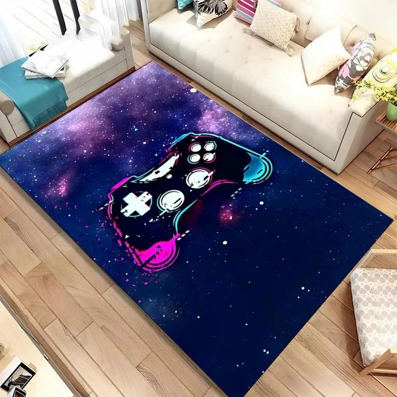 Gamer Theme Print Small Rug Controller Console Pattern Carpet for Gaming Room Decor Bedroom Hallway Balcony Entrance Doormat