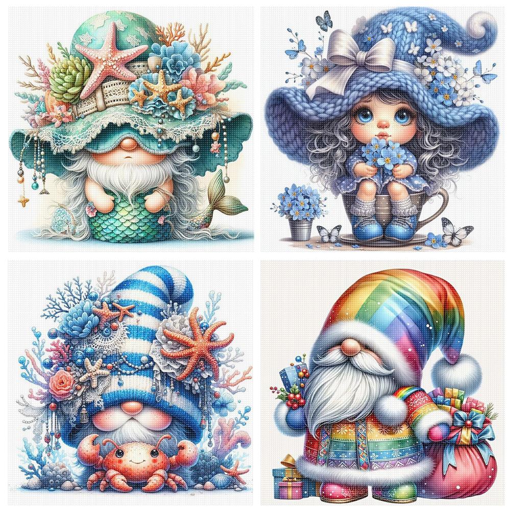 Plná vyšívací nit z ekologické bavlny 11CT Sada křížkového stehu Gnome Art