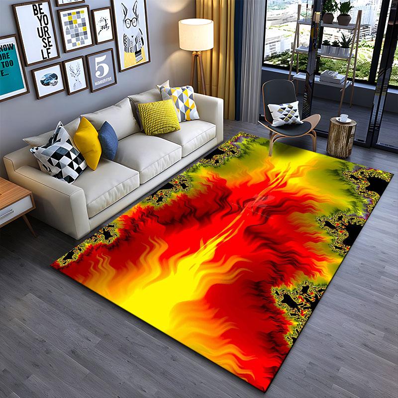 Fiery Abstract Fractal Design suitable as a non-slip mat for the living room or bedroom sofa