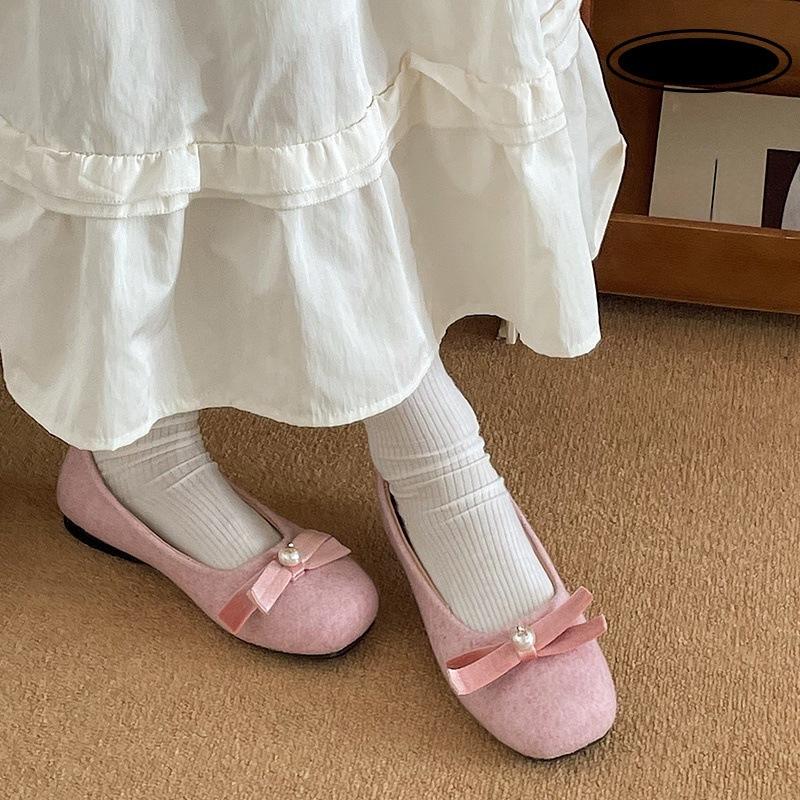 

Pink small leather shoes women s 2025 spring new bow flat Mary Jane one-pedal ballet shoes shallow single shoes 35 розовый