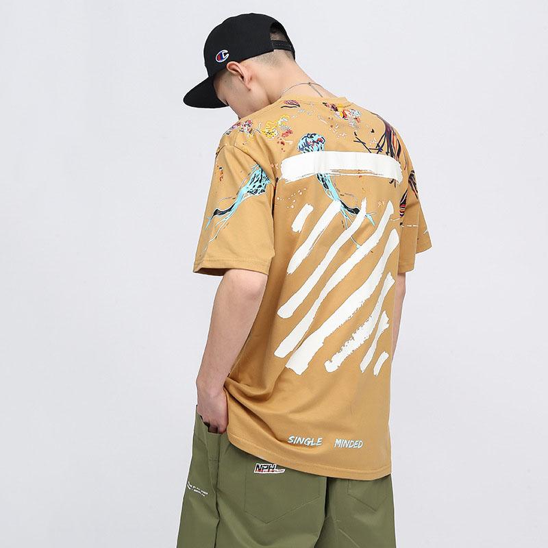 IELGY T-shirt Loose Casual Round Neck All-match Bottoming Shirt Printing Graffiti Short-sleeved Splash Ink Japanese