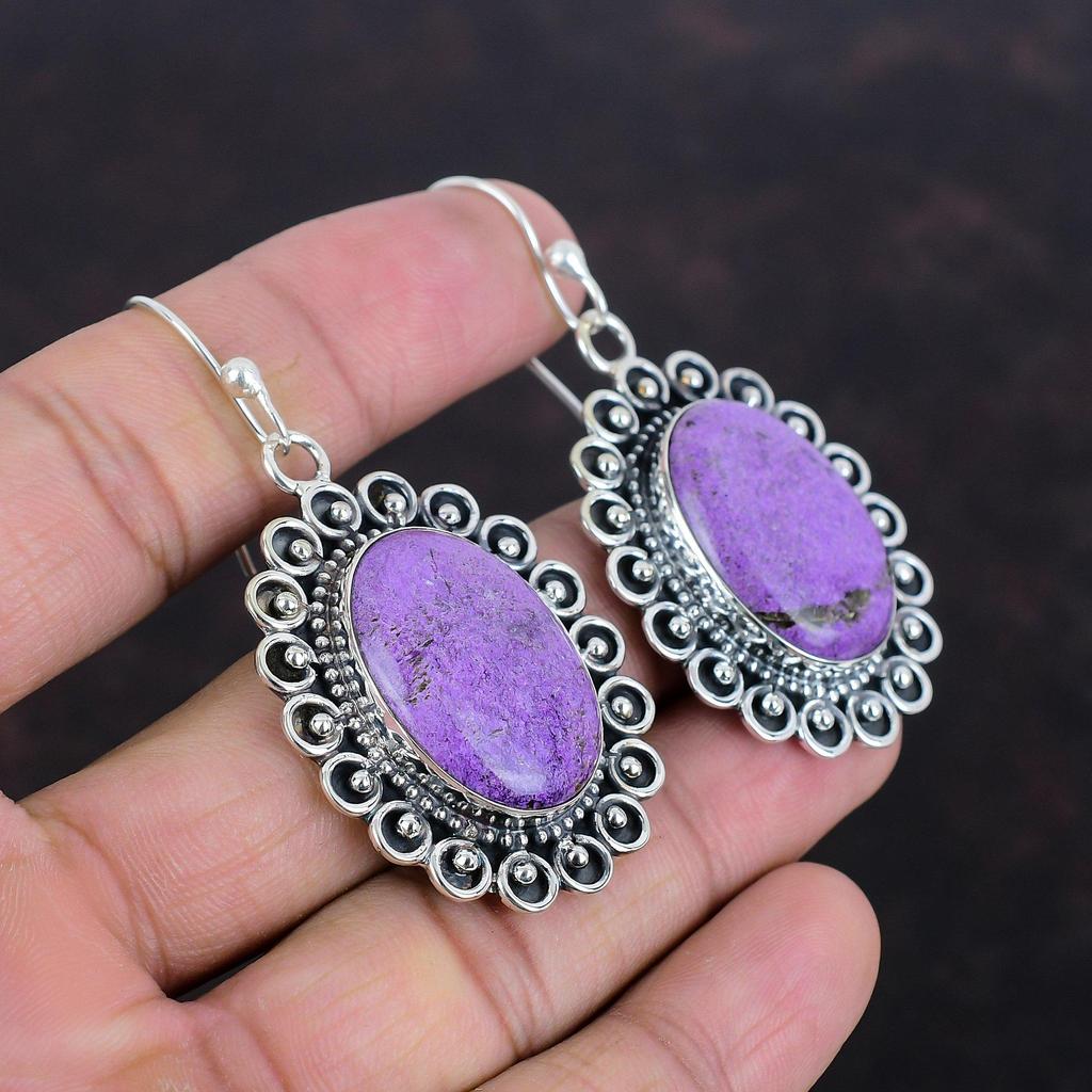 Purpurite Gemstone Earring Handmade Earrings Elegant Jewelry 925 Sterling Silver Earring Birthstone Earring Gifts For Wife Purpurite Jewelry