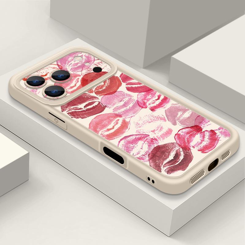 Red Lips Kiss Patterned Soft TPU Phone Case For iPhone 17 Pro Max 17e 16 15 14 13 Pro Max 16e 11 Shockproof Silicone Back Cover