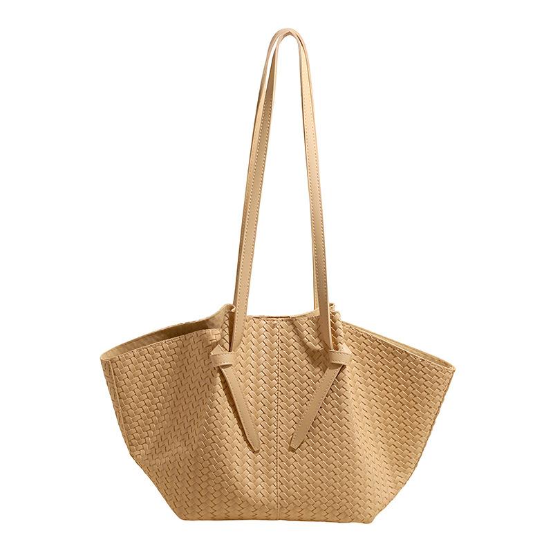 Woven Leather Tote Bag for Women Large Capacity Shoulder Handbag for Work and Shopping