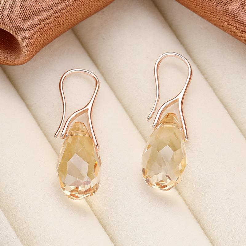 Huajie Women's Colorful Crystal Pendant Earrings Elegant Delicate Party Ladys New Water Droplet Earring  Tide