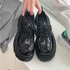 Small leather shoes women's leather loafers 2025 autumn new college style heightened thick-soled black single shoes tide