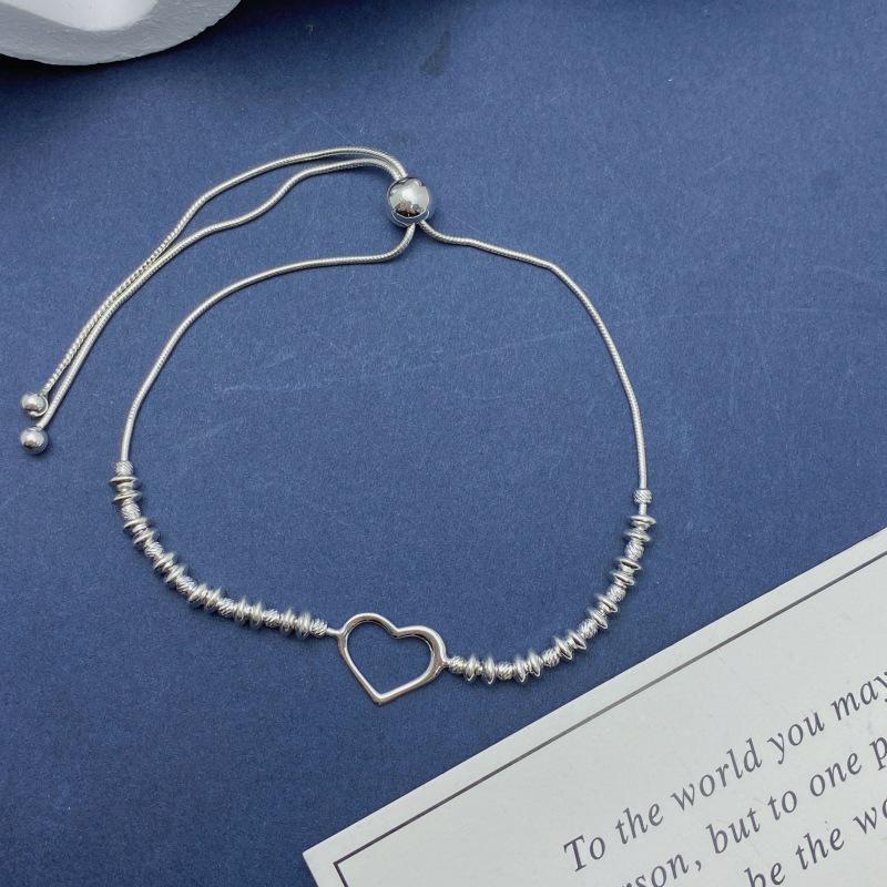 S925 Sterling Silver Heart Bracelet - Elegant, Minimalist, and Versatile Jewelry for Everyday Fashion