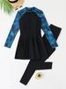 1011 New Swimsuit Split Two-piece Set Zipper Sunscreen Long-sleeved Trousers Middle Eastern Conservative Swimsuit