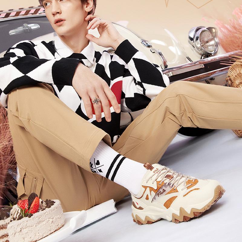 New FILA Oakmont 2 Tiramisu Slip-Resistant Abrasion-Resistant Lightweight Low-Top Chunky Sneakers Men's Cloud Brown F12M212141FCR