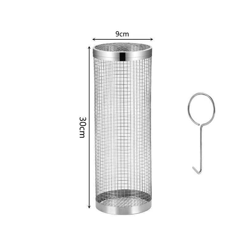 Portable Outdoor Cylindrical Barbecue Basket Picnic Bbq Smoking Net Camping Picnic Rolling Barbecue Cage And Cooking Accessories
