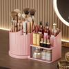 Rotating Makeup Storage 360 Degree Rotating Makeup Organizer with Brush Holder Transparent Cosmetic Storage Box for Skincare