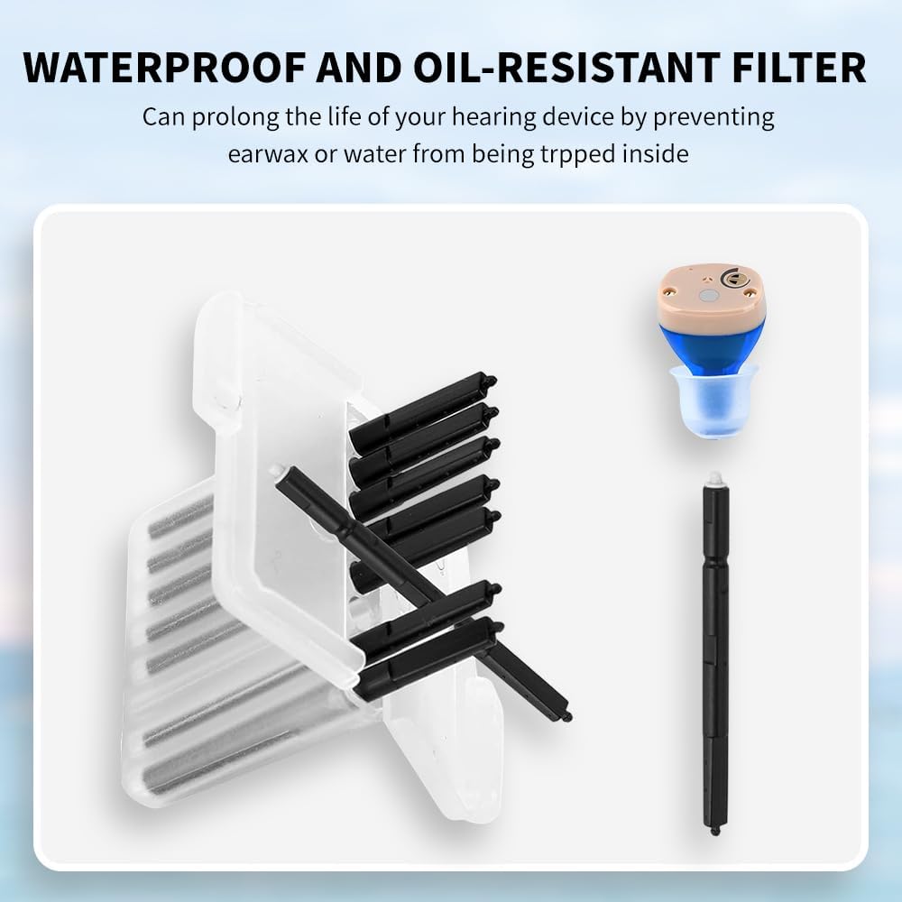 40-Pcs UEarshelp Hearing aid Wax Guard Filter for UEarshelp, widex and phonak (1mm) Wax Traps Hear Clear Cleaning kit Accessory (Black 5Pack)