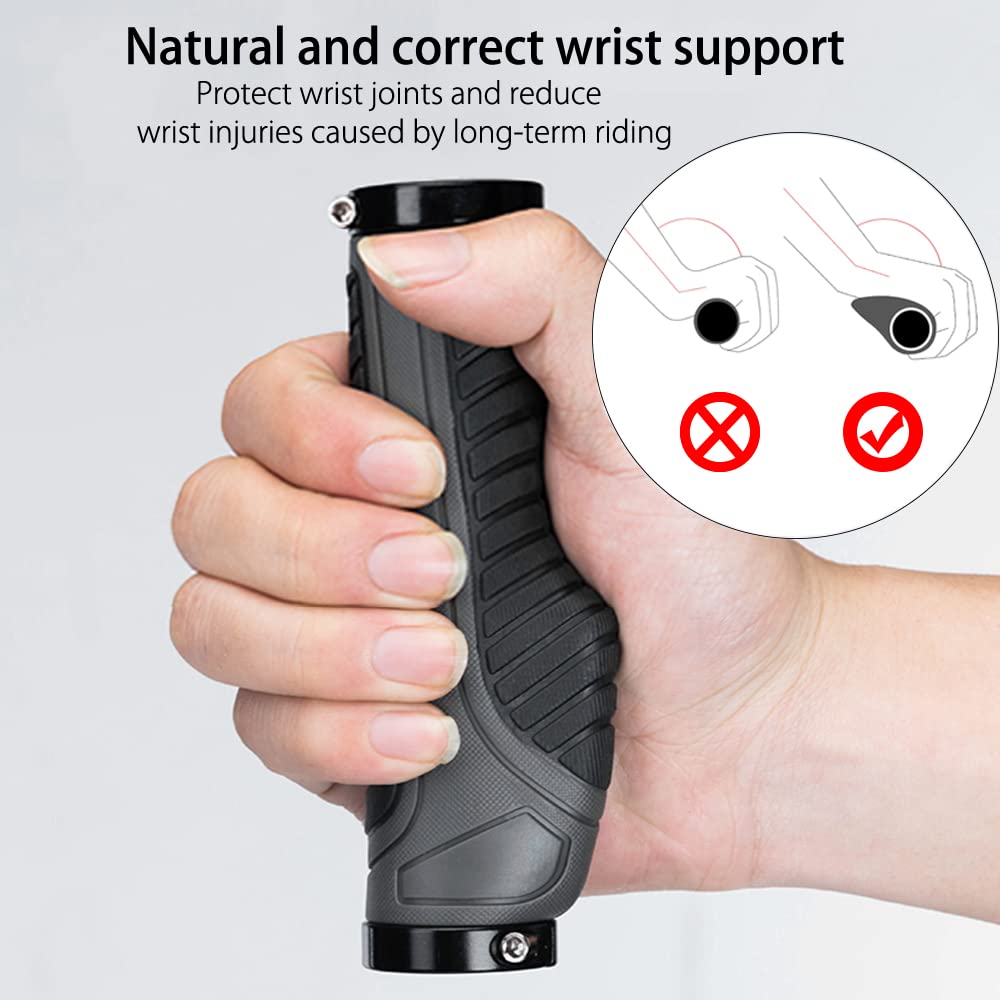 Bicycle Grip Ergonomic Design 22.2mm Double Lock-on Anti-Slip Shock Absorption