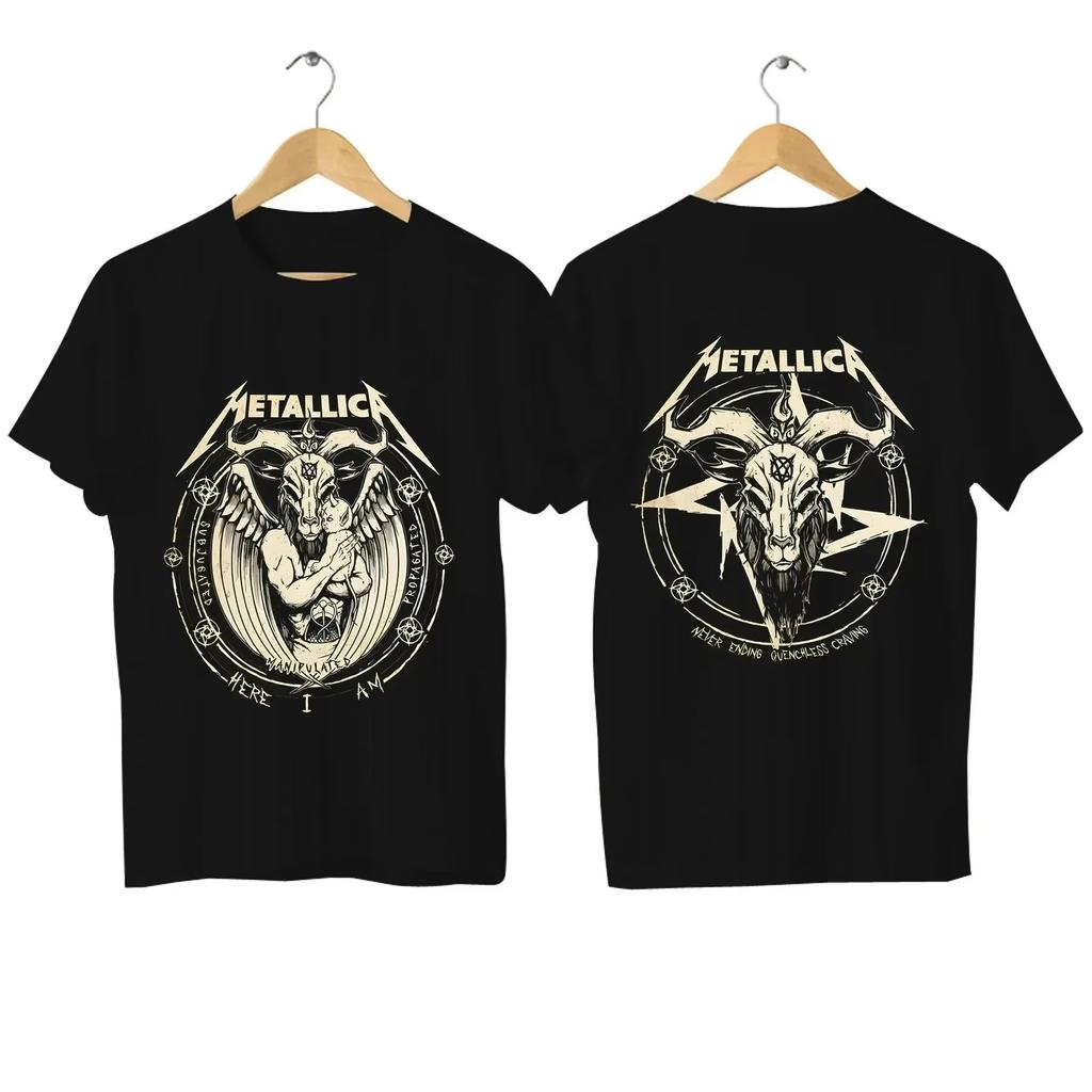 Camiseta de Algodón para Hombre y Mujer Rock Band Metallica Gráficos de Álbum 2026 Nuevo Verano Primavera Mujer Oversize Hiphop Y2k Moda Camiseta