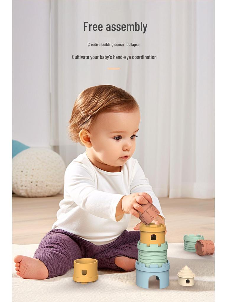 Colorful Silicone Stacking & Number Building Blocks for Early Learning
