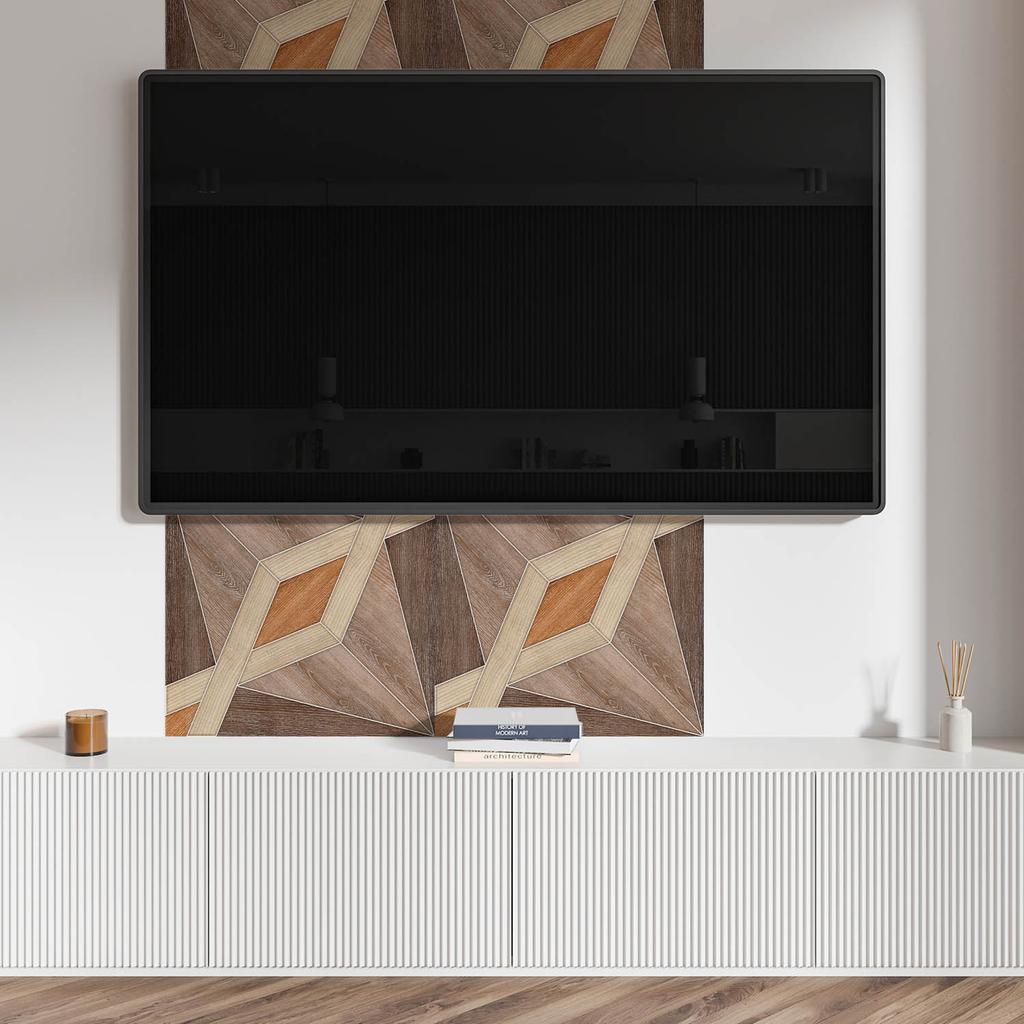 Panel Z Nadrukiem Winylowy Samoprzylepny 100X50 Cm Wzór Geometryczny Z Drewna